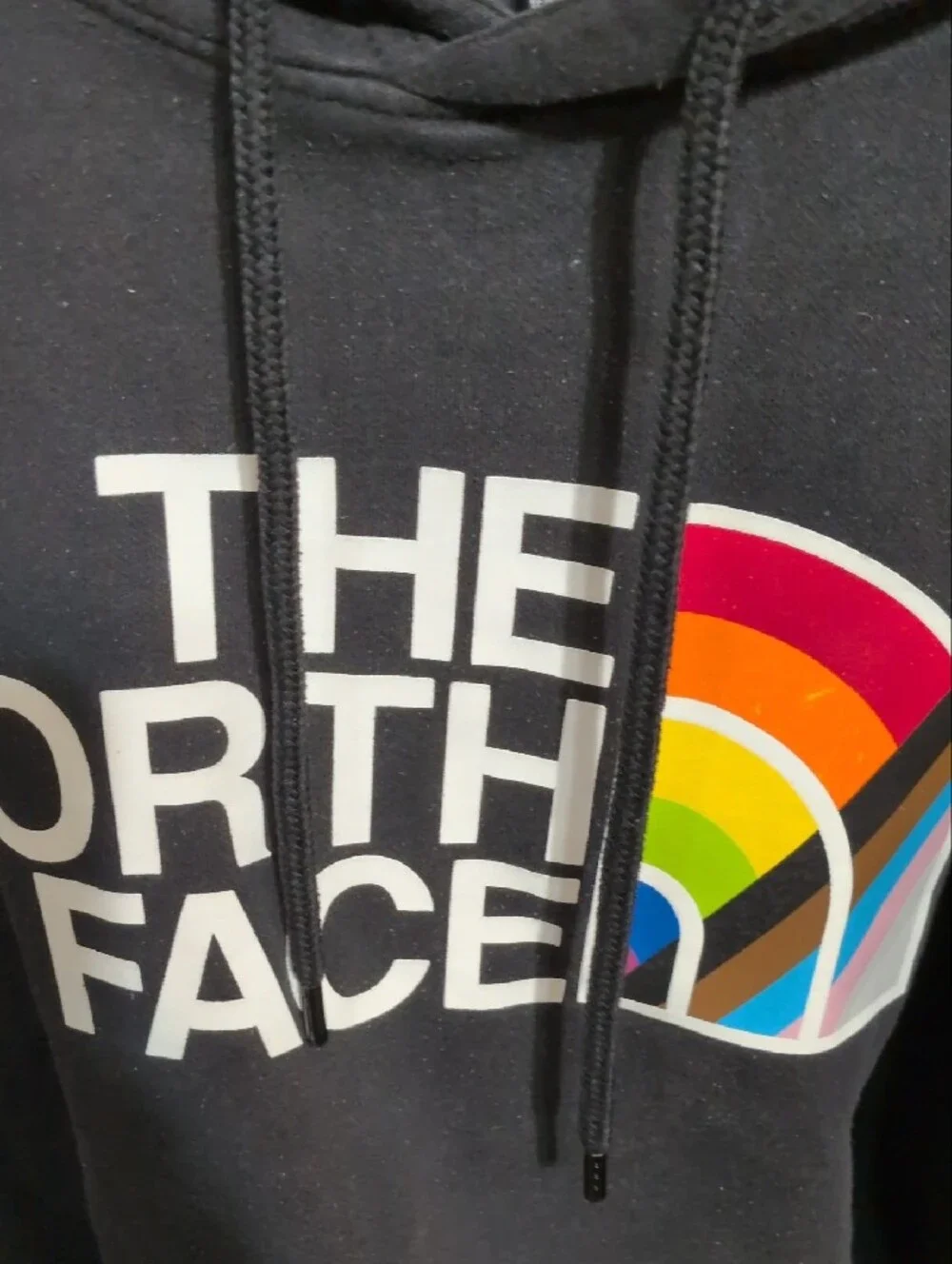 The North Face Black Hoodie with Rainbow Arch Logo